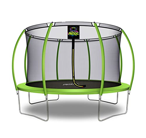 Machrus Moxie Trampoline 6FT 8FT 10FT 12FT 14FT 15FT 16FT, Recreational Trampolines for Kids and Adults- Outdoor Trampoline with Enclosure Net, Flex Fiber-Glass Rod & Curved Poles- ASTM Approved -  MXSF03-12-GA