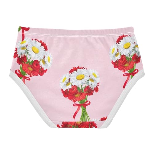 Bouquets Daisies Red Flowers Pink Toddler Girls Underwear 2t Cotton Panties for Girl Pattern Briefs Kids Undies2
