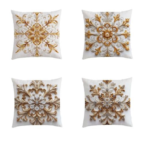 Housse de coussin 40x40cm lot de 4 en lin bohème rétro S95