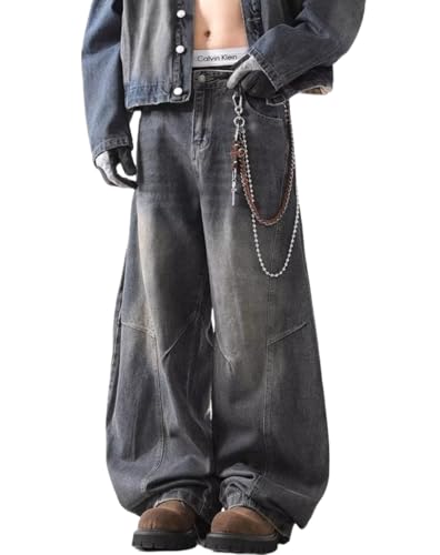 Y2k Wide Leg Jeans Baggy Goth Grunge Denim Pants Straight Loose Fit Hip Hop Jeans 90s Vintage Aesthetic Streetwear