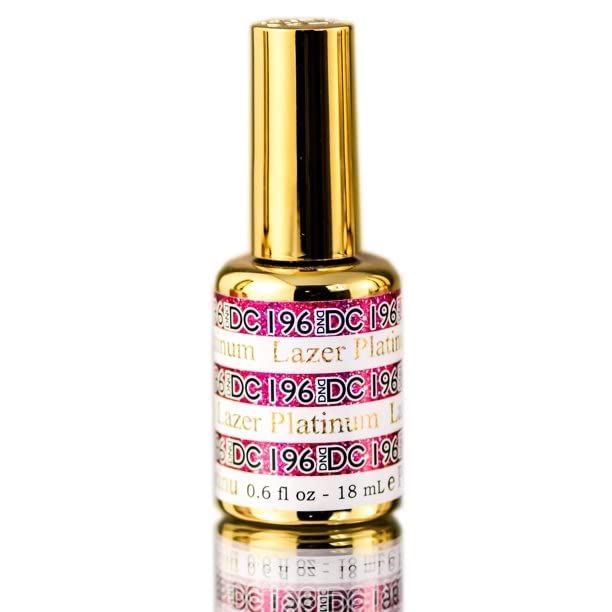 DND DC PLATINUM Gel Polish, Premium Gel Polish for Nails Containing Glitter, Lazer Pink Platinum 196