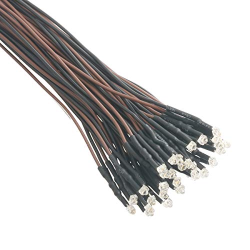 EDGELEC 30pcs 12 Volt 1.8mm Warm White LED Lights Emitting Diodes Pre Wired 7.9 inch DC 12v LED Light Clear Lens Small LED Lamps