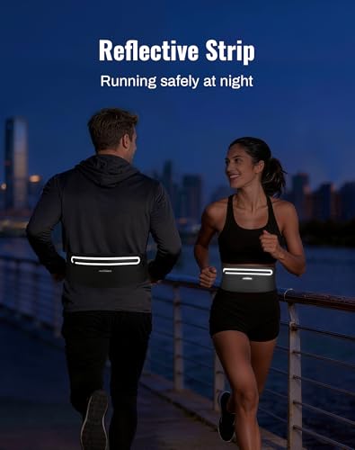 Running Belt for Women & Men-Ultra Light Slim Running Belts with Water-Resistant Phone Holder, 3 pockets Adjustable Waist Strap, Reflective Safety Design for Running, Hiking, Travel，Fitness — view 6