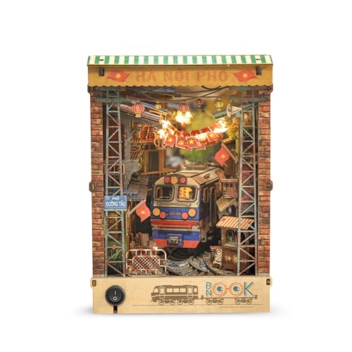 Vietnam DIY Miniature Kit - Hanoi Train Street Book Nook, Noodle House, Bahn Mi Cart - Tiny Diorama Building Kits, Craft Hobby Gifts for Teens and Adults