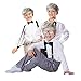 TaikaoQi Old Man Costume for Kids 100 Day of School Costume for Boys – Grandpa Cosplay Accessories with Wig, Watch, Glasses, Bow Tie, Suspenders, Eyebrows & Mustache