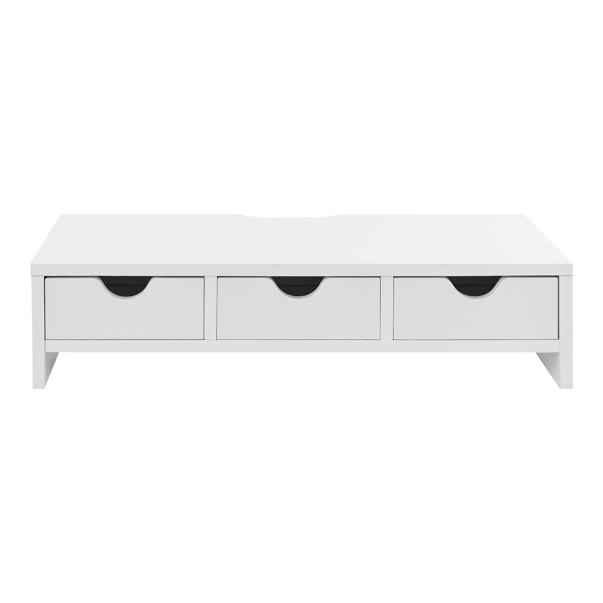 [en.casa] Supporto per Monitor con 3 Cassetti (AxLxP) 12 x 51 x 25 cm Rialzo per Schermo PC Stand da Scrivania - Bianco
