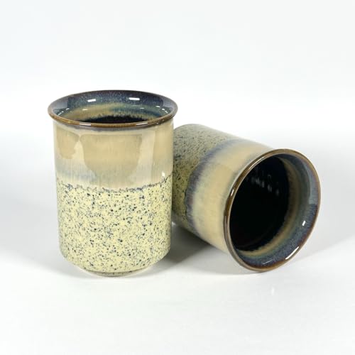 Image of SNS Ceramic Tumbler Set of 2 | Handmade Studio Pottery Drinkware for Water, Juice, Lassi, Cold Coffee & Milk | Premium Hot & Cold Beverage Glass for Home & Gifting (Oatmeal Sky Tumbler)
