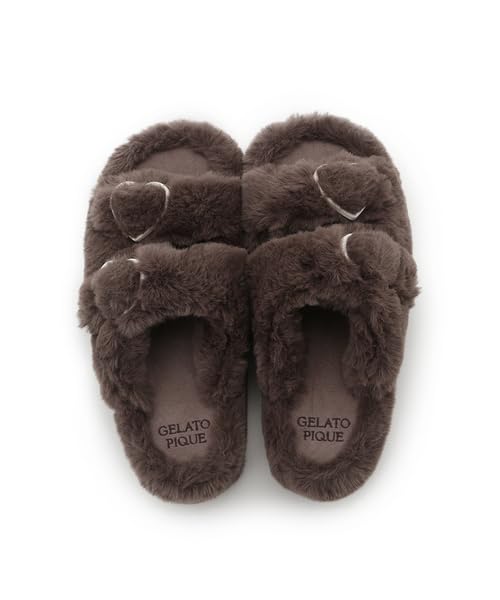Women's Valentine Heart Buckle Eco Fur Room Shoes2