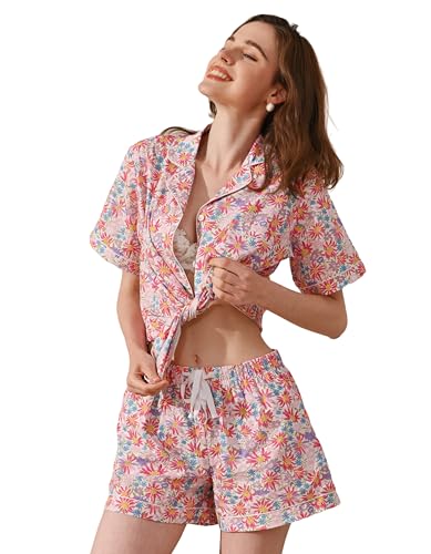 Image of NAP BOUND 100% Cotton Pajamas for Women 2 Piece PJs Set Long Sleeve Button Down Breathable Woven Sleepwear Loungewear XS-XXL