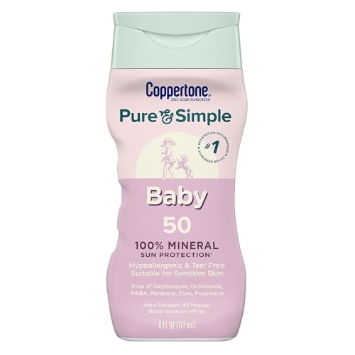 Coppertone Pure and Simple Baby Sunscreen Lotion SPF 50, Zinc Oxide Mineral Sunscreen for ... Coppertone Pure and Simple Baby Sunscreen Lotion SPF 50, Zinc Oxide Mineral Sunscreen for ...