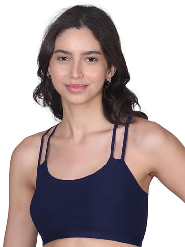 Image of DChica Essentials Padded Sports Bra for Women, High Impact Criss Cross, Removable Pads & Non Wired Bralette, Full Coverage Elasticated Underband, Daily Use Gym & Yoga