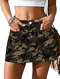 Eddoyee Denim Skirt for Women Mini Jean Skirt with Shorts Y2k Stretchy Jean Skort with Pockets Camo