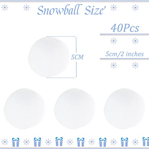 5cm Weiß Künstlicher Schneeball,40 Stück Plüsch Schneebälle Weihnachtsdekoration,Kunstschnee Werfer Schneeballschlacht Indoor für Kinder Erwachsene,Winter Weihnachtsbäume Deko Heimdekoration