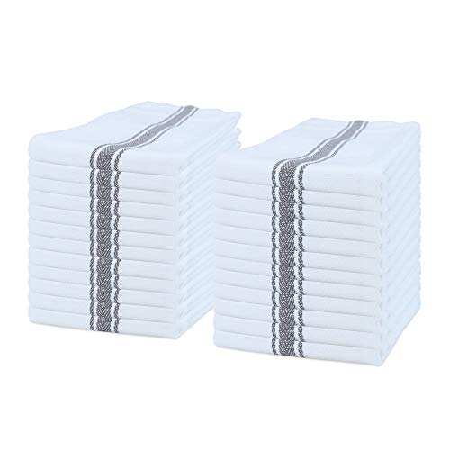 Arkwright Herringbone Kitchen Tea Towels - (Pack Of 24) 100 Percent Cotton Dishcloth, Absorbent, Quick Dry Dish Drying Towel, 15 X 25 In, Grey #TOP25