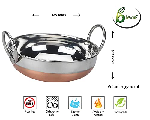 Image of BLeaf Stainless Steel-Copper Bottom Kadhai /Frying Kadhai