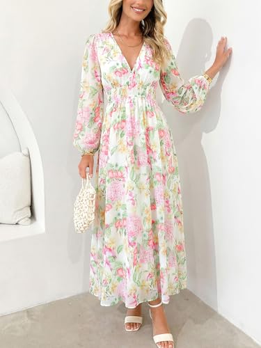 Image of Sissyaki Womens Long Sleeve Summer Maxi Dress 2026 Floral Dress Spring Wedding Guest Dress