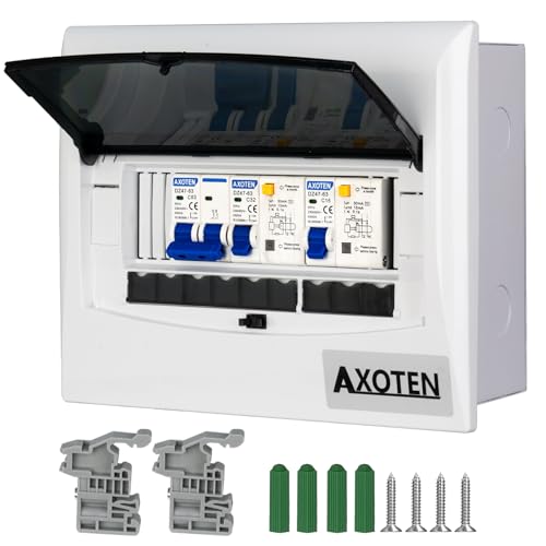 CHENGPI Coffret Electrique Etanche, Boitier Etanche Electrique Exterieur avec Mini - Disjoncteur 2P AC et Interrupteur de Fuite 1P + N,Tableau Electrique 1 Rangée 8 Modules avec Zéro Ligne de Terre