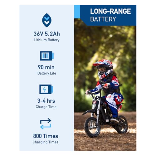 Hiboy DK1 36V Electric Dirt Bike,300W Electric Motorcycle - Up to 15.5MPH & 13.7 Miles Long-Range,3-Speed Modes Motorcycle for Kids Ages 3-10 - Image 2