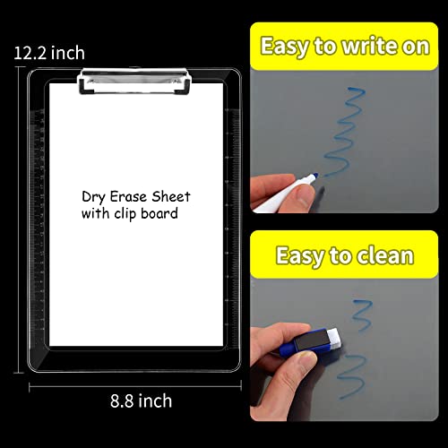 Clipboard With Insert 1 Piece A4 Plastic Clip Board 3 Pieces Clear Dry Erase Sheet Pet Film Quick Reference Clipboard With Transparent Protective For Drawing Office School Warehouse Event #TOP1