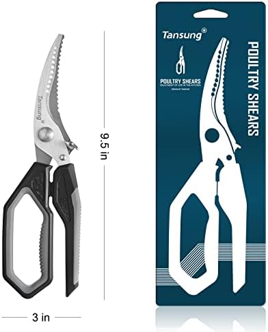 Kitchen Shears, TANSUNG Poultry Shears, Heavy Duty Kitchen Scissors Multipurpose Scissors, Stainless Steel Food Scissors for Chicken, Poultry, Fish, Meat, Herbs, Vegetables, BBQ, Bone, Black