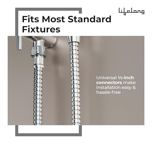 Image of Lifelong 1 metre Jet Spray Hose Pipe for Toilet | Inner & Outer 304 Stainless Steel Health Faucet Connector | Flexible, Durable & Leakproof with Brass Screw Fittings | Ideal for Hand Showers & Bidets
