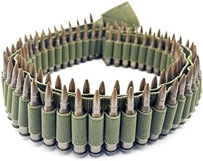 Tactical 100 Rounds 56" Rifle Pistol Bullet Cartridge Bandolier Ammo Belt Shell Holder Hunting Shooting for .357 7.62x39mm .38 .410 30-30 .270 9mm