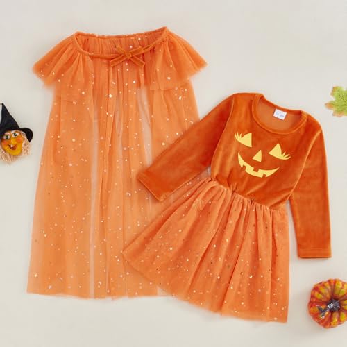 Disfraz completo niña 4-5T capa brillante naranja miniatura 2