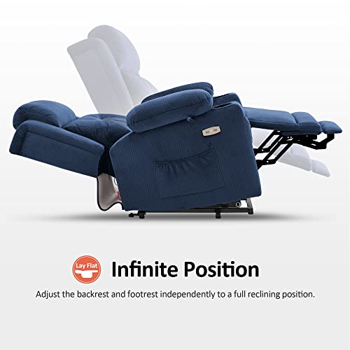 Mcombo Small Dual Motor Power Lift Recliner Chair With Massage And Heat For Short Elderly People, Lay Flat, Infinite Position, Power Headrest, Fabric 7660 (Navy Blue, Small) #TOP6