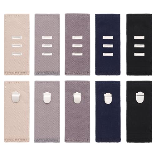 Andibro 10pcs Waist Extenders with Metal Hook, Adjustable Trousers Waist Extender Pants Waistband Expander Set for Women Men Trousers Pants Jeans Pregnancy Maternity