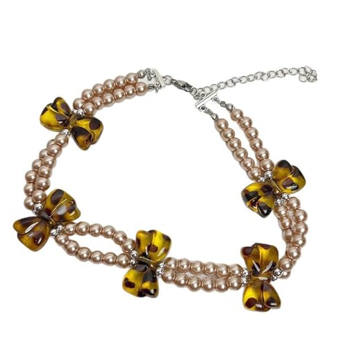Collier de perles de qualité supérieure double rangée de fils et finition nœud chic
