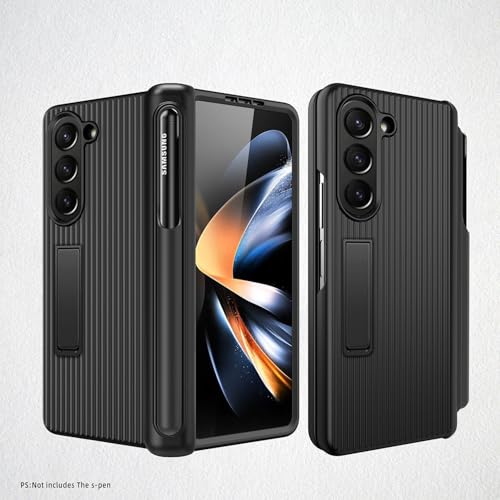 Samsung Galaxy Z Fold 5�p PC �ϏՌ��P�[�X�AS�y���z���_�[�t���A[�����X�N���[���ƃq���W�ی�] Samsung Galaxy Z Fold 5�p �ڂɌ����Ȃ��X�^���h�t���t���{�f�B�ی�J�o�[(Black)