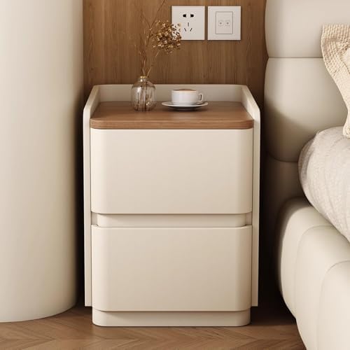 Compact Wooden Nightstand with Drawers - Stylish Narrow Bedside Table for Small Spaces, Storage Solution for Bedroom & Living Room (25cm)