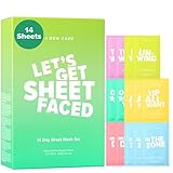 I DEW CARE Let's Get Sheet Faced Face Sheet Mask Pack | 14 Days Intense Skin Makeover | Self Care Gift Collection | Collagen, Acai Berry, Tea Tree Oil, Eucalyptus| Korean Skincare, Cruelty-Free, Paraben-Free