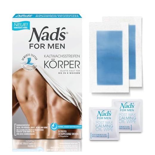 Nad's For Men Kaltwachsstreifen Männer - Haarentfernung für den Körper, alle Hauttypen, 20 Wachsstreifen + 2 Pflegetücher