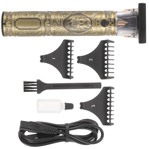 Housoutil Cortapelos Eléctrico Diseño Cabeza de Buda Retro Cuchillas Afiladas Ajustables Motor Potente Batería Recargable USB 1200 Mah 4 Peines para Corte Preciso Adecuado para