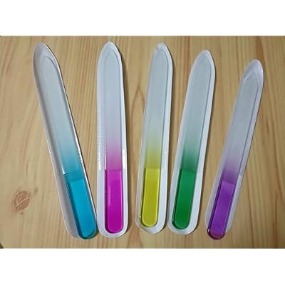 Premium Crystal Glass Nail Files Manicure Set, Professional Double Sided Pedicure Files - Best Glass Nail Files for Natural Nails - Mix Color - 5 Pieces