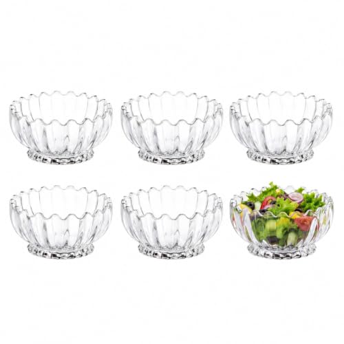 Image of WRINGO Glass Bowl for Kitchen Prep, Dessert, Dips, and Candy Dishes, Cake, Snack Bowl Set of 6 Or Nut Bowls, and Microwave Safe Clear Glass Bowls for Mixing, Storing Size 3.5 Inch (WR-02)