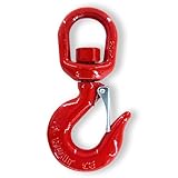 1 Ton Swivel Hooks, Heavy Duty 360° Rotating Crane Hook with Safety Latch, 2,200 lbs Forged Steel Lifting Hook for Chains & Engine Hoists Chain Hooks – Industrial Grade Logging Lifting Swivel