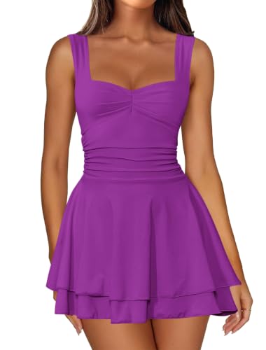 Image of IWD Women's Square Neck Sleeveless Mini Dress Corset A Line Short Dresses