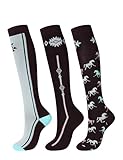 Harrison Howard Women’s Equestrian Riding Socks, 3 Pairs Knee High Boot Socks for Horseback Riding, Breathable Tall Riding Boot Socks for Training & Stable Work-Brown