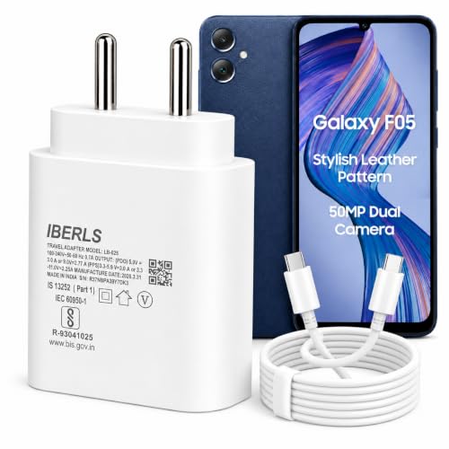 Image of 25W Pd 3A Type-C Super Fast Charging Adapter with 1M Type C Cable for Galaxy F05 /F70e /F07 /F17 /F06 /F36 /F56 /F16 /F15 /F55 /F13 /Tablet /Galaxy Watch- Charge Your Device with 25 Watt USB C Fast Charger