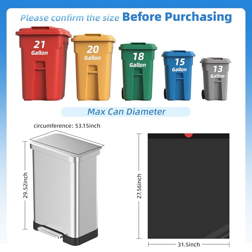 TARUNMO 23 Gallon Trash Bags with Red Drawstring, Heavy Duty 1.1 Mil Black Garbage Bags, 20 Count, Fits 18–23 Gallon Cans, Leak Resistant Bin Liners for Kitchen, Office & Outdoor Use