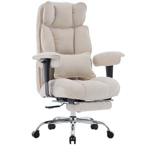 Efomao Chaise de Bureau, Fauteuil de Direction Robuste en Tissu avec Repose-Pieds, Chaise d'Ordinateur Ergonomique à Haut Dossier, Siège de Inclinable avec...