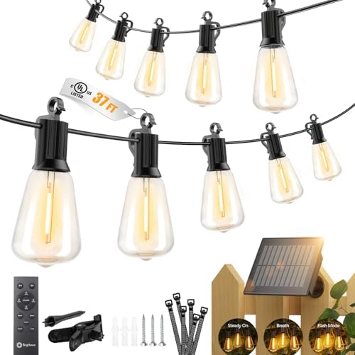 Brightown 37FT Solar String Lights Outdoor Waterproof, Patio L...