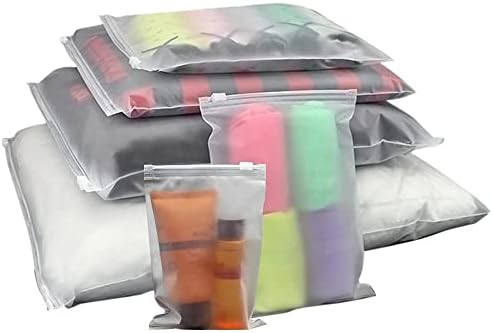 Zip-Lock Travel Bags Set, Venkaite 12pcs Travel Storage Bags Frosted Waterproof Pouch Resealable Bags Saving Space Multifunctional Luggage Storage Pouch for Clothes, Shoes, Cosmetics (6 Size Mixing)