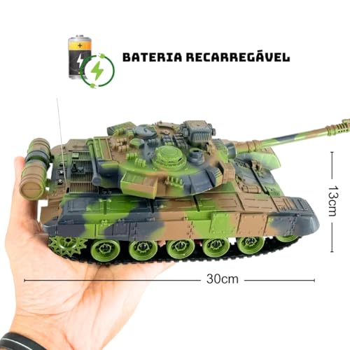 Carrinho Controle Remoto Tanque de Guerra Batalha Combate (Verde)