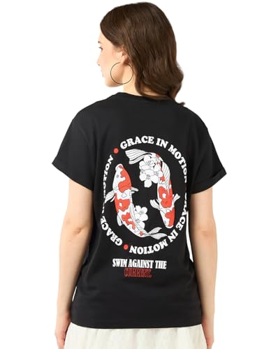 Image of Bewakoof Women's My Badass Graphic Printed 100% Cotton T-Shirt - Boyfriend Fit, Round Neck, Half Sleeve
