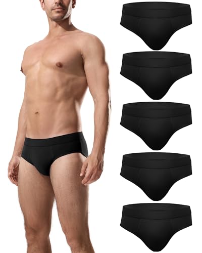 Channo Calzoncillos Slip de Algodón para Hombre: Suaves Transpirables y Cómodos (Negro, 3XL)