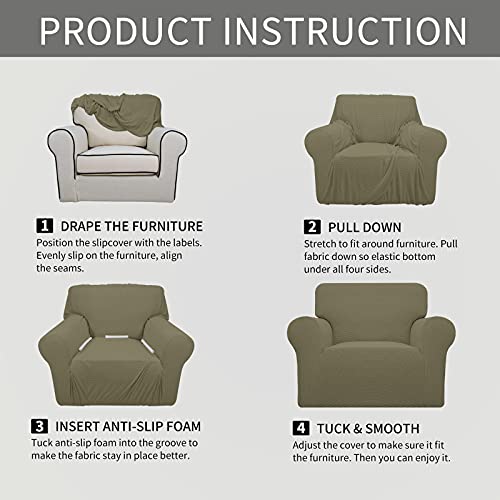 Image of Easy-Going Stretch Oversized Chair Sofa Slipcover 1-Piece Couch Sofa Cover Furniture Protector Soft with Elastic Bottom for Kids Spandex Jacquard Fabric Small Checks Khaki