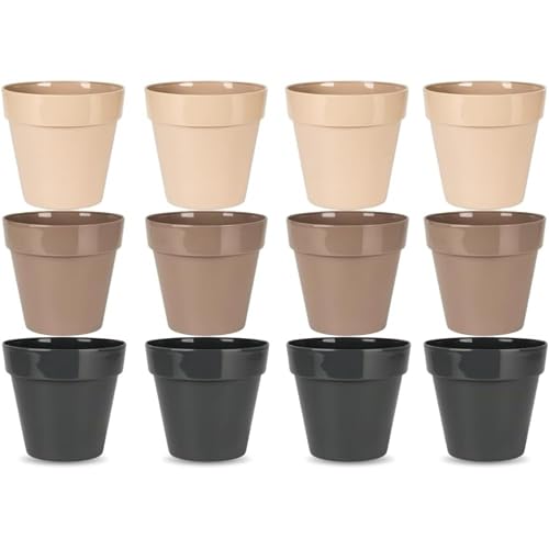ParENCE – Juego de 12 macetas y esquejes – Mezcla de Colores – Ideal para Plantas pequeñas, esquejes o Hierbas aromáticas – Maceta de PP Resistente – Interior o Exterior